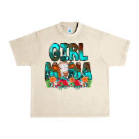 Sandshell Girl Mama Flowers Cow Urban Heavy Tee - CowCowDesign