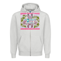 Dove Grey happy easter bunny Zipper Hoodie - BarkalooDesign