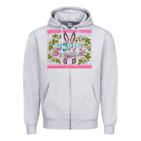 Heather Grey happy easter bunny Zipper Hoodie - BarkalooDesign