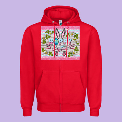 Happy Easter Bunny Zipper Hoodie Designed By Barkaloodesign