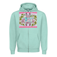 Seafoam happy easter bunny Zipper Hoodie - BarkalooDesign