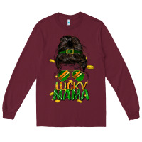 Burgundy lucky mama St. Patricks Day Long Sleeve Tee - FaDigitalArtStudio