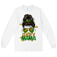 White lucky mama St. Patricks Day Long Sleeve Tee - FaDigitalArtStudio