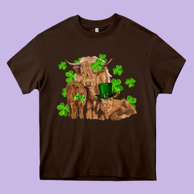 St Patrick's Day Cow Family Heavy Core Tee Designed By Ranaportraitstore