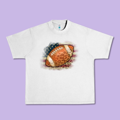 American Flag Football Leopard Urban Heavy Tee Designed By Cowcowdesign