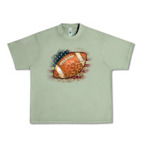 Oil Green American Flag Football Leopard Urban Heavy Tee - CowCowDesign