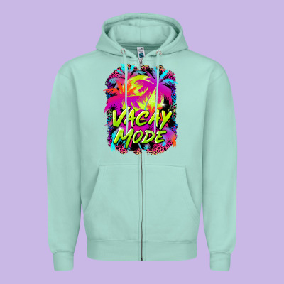 Vacay Mode Zipper Hoodie Designed By Barkaloodesign