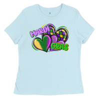 Baby Blue mardi gras heart Ladies Tee - CowGirlArtShop