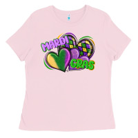 Bubblegum Pink mardi gras heart Ladies Tee - CowGirlArtShop