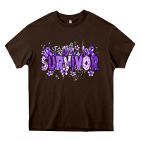 Chocolate Brown I am a survivor purple ribbon Heavy Core Tee - NancyCooperArtShop
