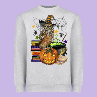 Halloween Owl Heavyweight Sweatshirt Designed By Barkaloodesign