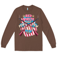 Chestnut Red white and pew pew pew Long Sleeve Tee - FaDigitalArtStudio