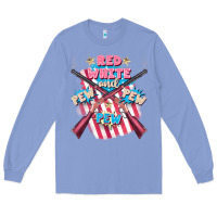 Colony Blue Red white and pew pew pew Long Sleeve Tee - FaDigitalArtStudio
