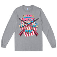 Heather Grey Red white and pew pew pew Long Sleeve Tee - FaDigitalArtStudio