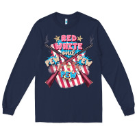Navy Red white and pew pew pew Long Sleeve Tee - FaDigitalArtStudio