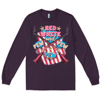 Plum Red white and pew pew pew Long Sleeve Tee - FaDigitalArtStudio