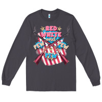 Smoke Red white and pew pew pew Long Sleeve Tee - FaDigitalArtStudio