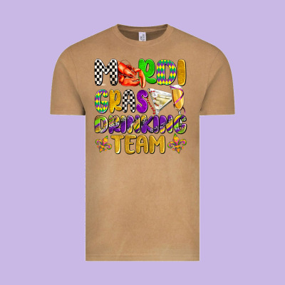 Mardi Gras Drinking Team With Glasses Olivia Vintage Tee Designed By Oliviacreatesart