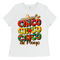 White cinco cinco cinco de mayo Ladies Tee - CowGirlArtShop