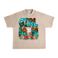 French Oak Girl Mom Cow Flowers Urban Heavy Tee - CowCowDesign