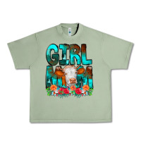 Oil Green Girl Mom Cow Flowers Urban Heavy Tee - CowCowDesign