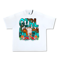 White Girl Mom Cow Flowers Urban Heavy Tee - CowCowDesign