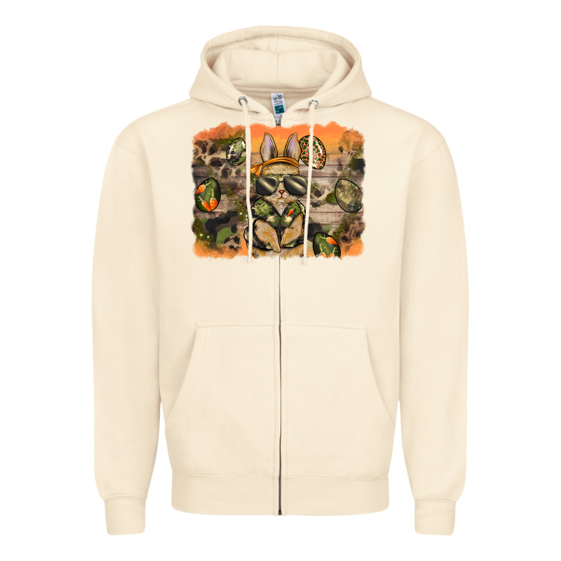 Camouflage Bunny Background Zipper Hoodie by BarkalooDesign | Teevron