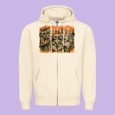 Camouflage Bunny Background Zipper Hoodie Designed By Barkaloodesign