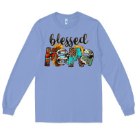 Colony Blue Western Blessed Mama Mother's Day Long Sleeve Tee - FaDigitalArtStudio