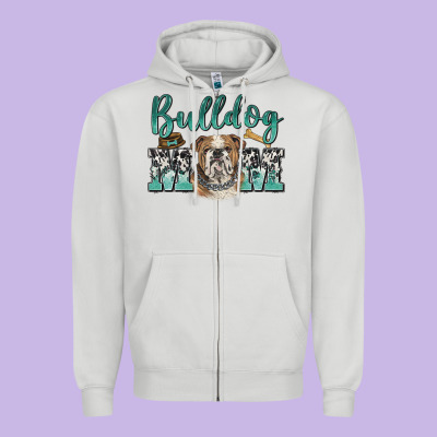 Bulldog Mom Zipper Hoodie Designed By Barkaloodesign
