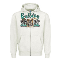Oatmeal Heather bulldog mom Zipper Hoodie - BarkalooDesign