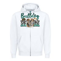 White bulldog mom Zipper Hoodie - BarkalooDesign