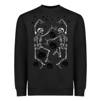Black halloween dancing skeletons Heavyweight Sweatshirt - BarkalooDesign