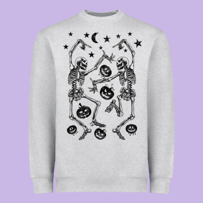 Halloween Dancing Skeletons Heavyweight Sweatshirt Designed By Barkaloodesign