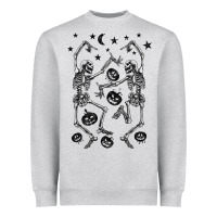 Heather Grey halloween dancing skeletons Heavyweight Sweatshirt - BarkalooDesign