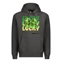 Charcoal Heather Not Lucky Simply Blessed Premium Hoodie - CowhideDigitalArt