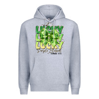 Heather Grey Not Lucky Simply Blessed Premium Hoodie - CowhideDigitalArt
