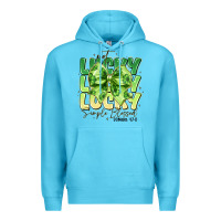 Ocean Blue Not Lucky Simply Blessed Premium Hoodie - CowhideDigitalArt