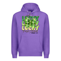 Purple Not Lucky Simply Blessed Premium Hoodie - CowhideDigitalArt