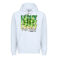 White Not Lucky Simply Blessed Premium Hoodie - CowhideDigitalArt