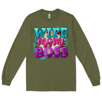 Army Green Wife mom boss Mother's Day Long Sleeve Tee - FaDigitalArtStudio