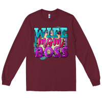Burgundy Wife mom boss Mother's Day Long Sleeve Tee - FaDigitalArtStudio