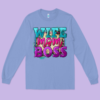 Wife Mom Boss Mother's Day Long Sleeve Tee Designed By Fadigitalartstudio