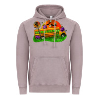 Vintage Zinc Halloween School Bus Vintage Hoodie - FaDigitalArtStudio