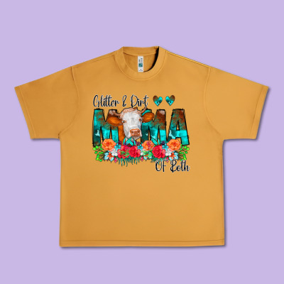 Glitter Dirt Mama Of Both Cow Flowers Urban Heavy Tee Designed By Cowcowdesign