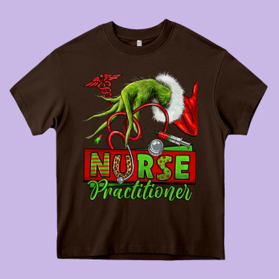 Christmas Character Nurse Heavy Core Tee Designed By Nancycooperartshop