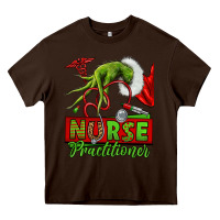 Chocolate Brown Christmas Character Nurse Heavy Core Tee - NancyCooperArtShop