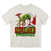 Cream Christmas Character Nurse Heavy Core Tee - NancyCooperArtShop