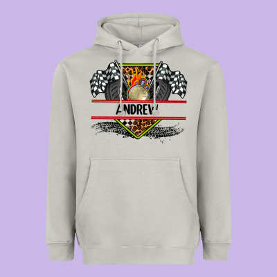 Custom Name Race Flag And Race Equipment Heavyweight Hoodie Designed By Adodesignshop