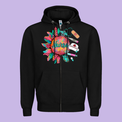 Western  Nurse Medical Instruments Zipper Hoodie Designed By Barkaloodesign
